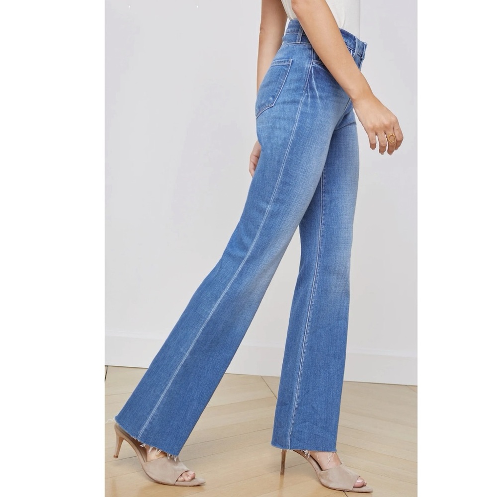 L’Agence Sera High Rise Flare Jeans in Bordello. - Picture 3 of 13